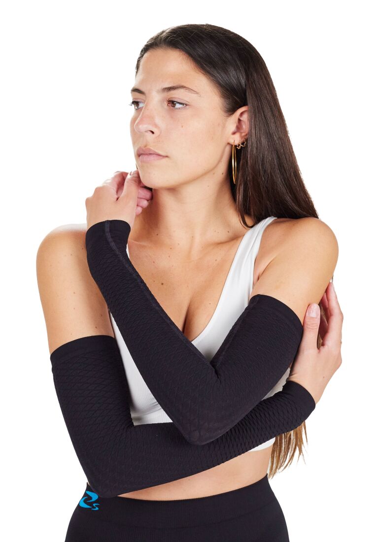 Sport use/anti cellulite compression firming Arms sleeves (S/M, Black)