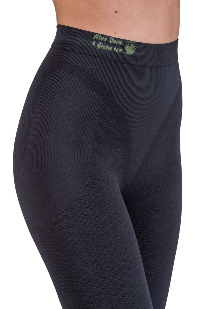 Slimming Anti-Cellulite Leggings with Aloe Vera+Green Tea - Black Size XS